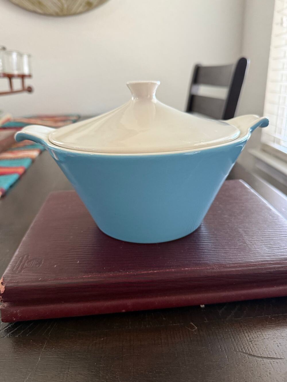 Vintage Royal China Blue Heaven Turquoise Covered Casserole MCM 1950s 1960s